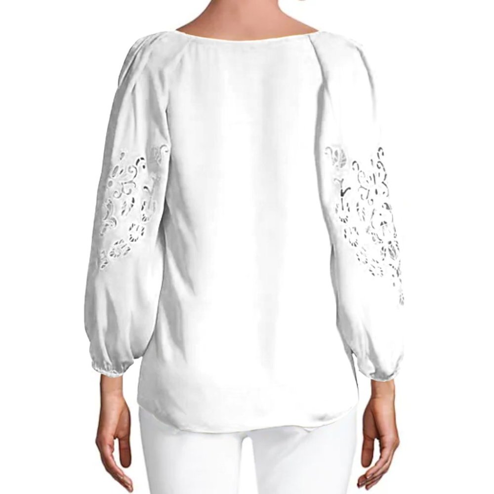 NEW Kobi Halperin Women Paulina Silk Embroidered Cut Out Floral Dress Blouse - Picture 3 of 6